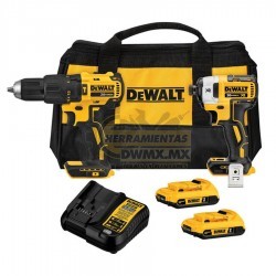 Kit de Taladro Percutor 1/2'' y Atornillador de Impacto 1/4'' Brushless DEWALT DCK223D2